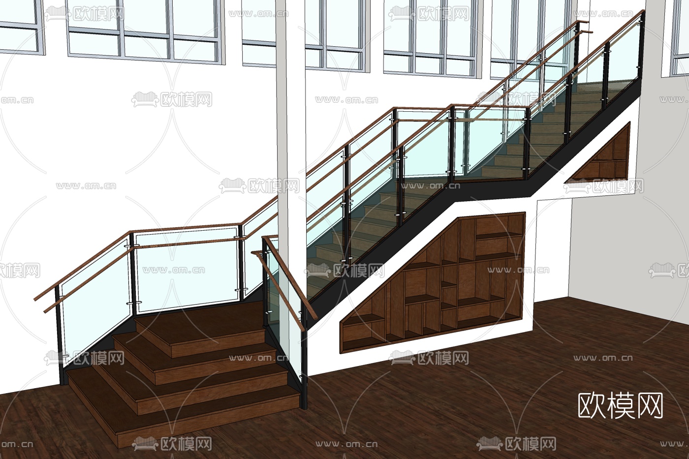 现代玻璃楼梯免费su模型