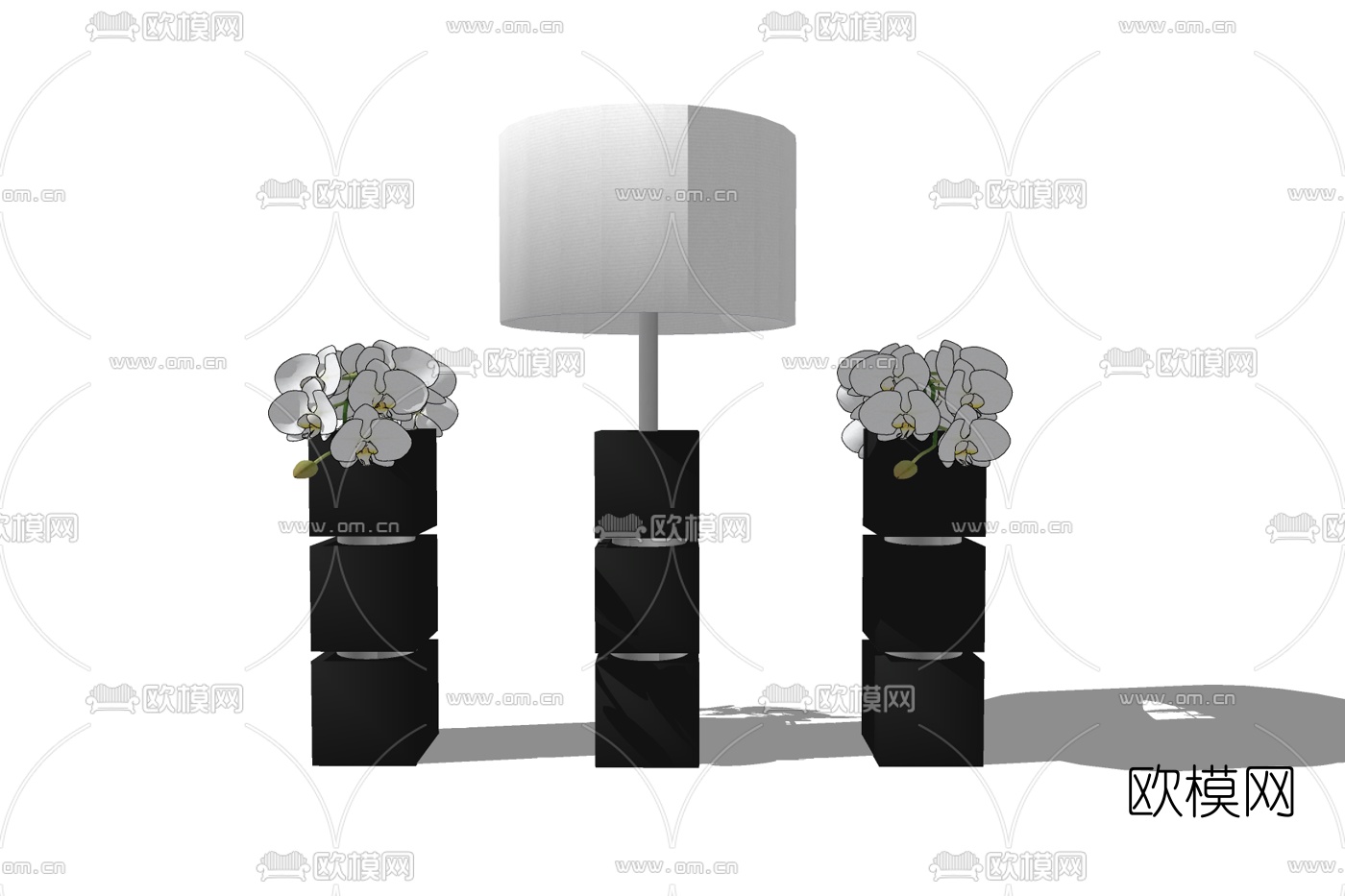 现代花瓶花卉免费su模型下载