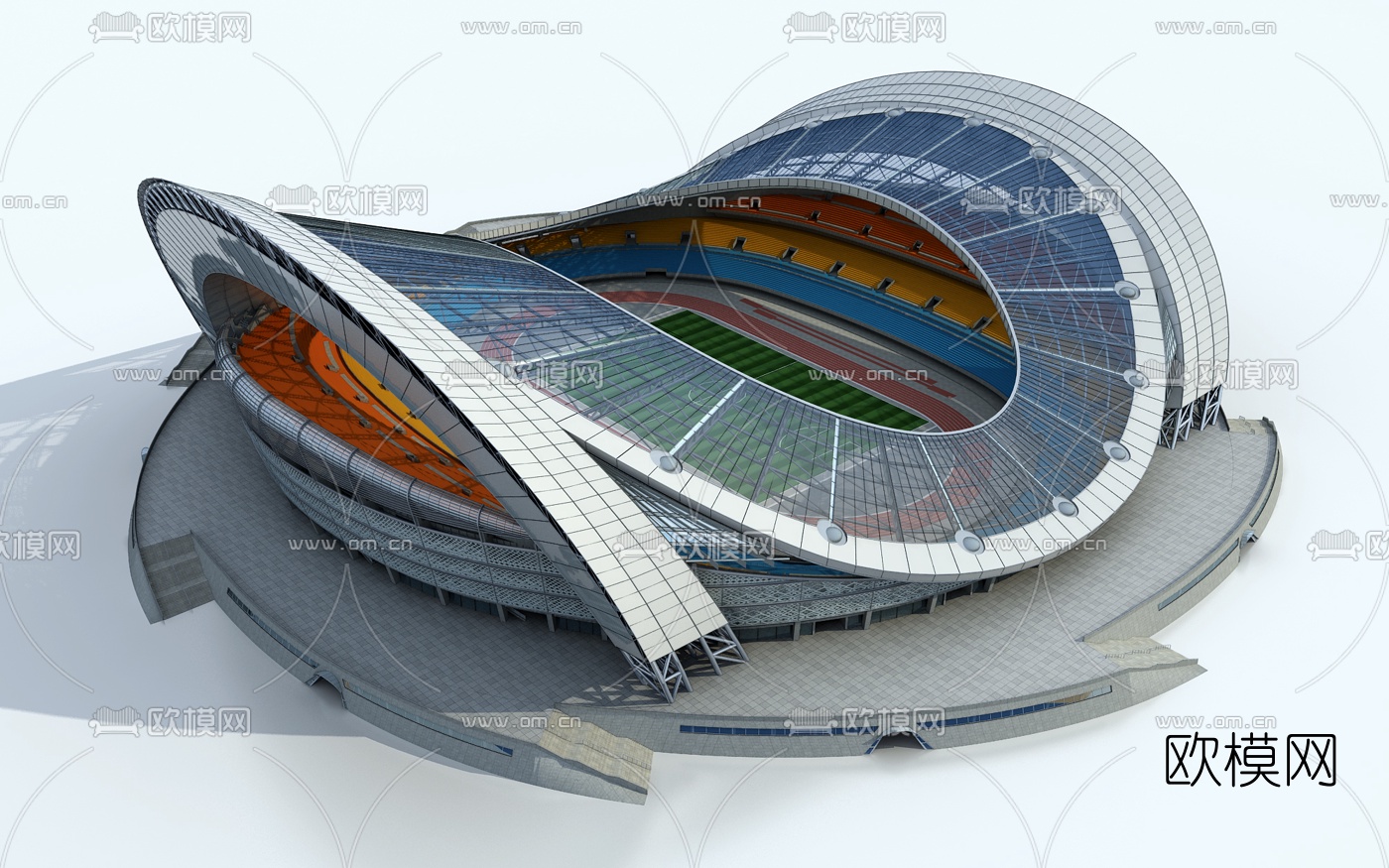 现代足球场体育馆3d模型下载（渲染图1）