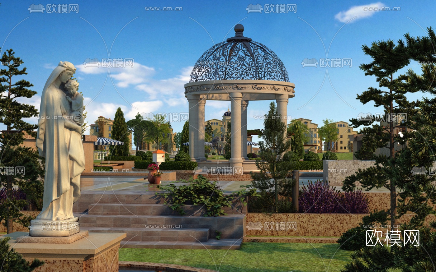 欧式天空园林景观3d模型