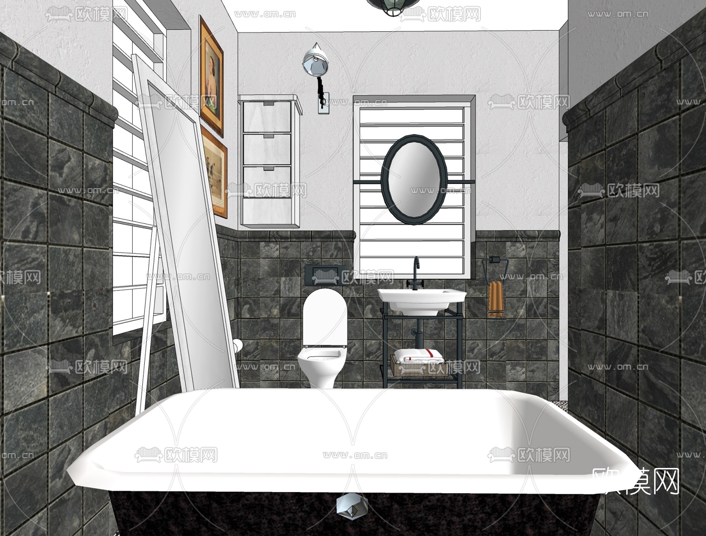 现代浴室卫生间免费su模型下载