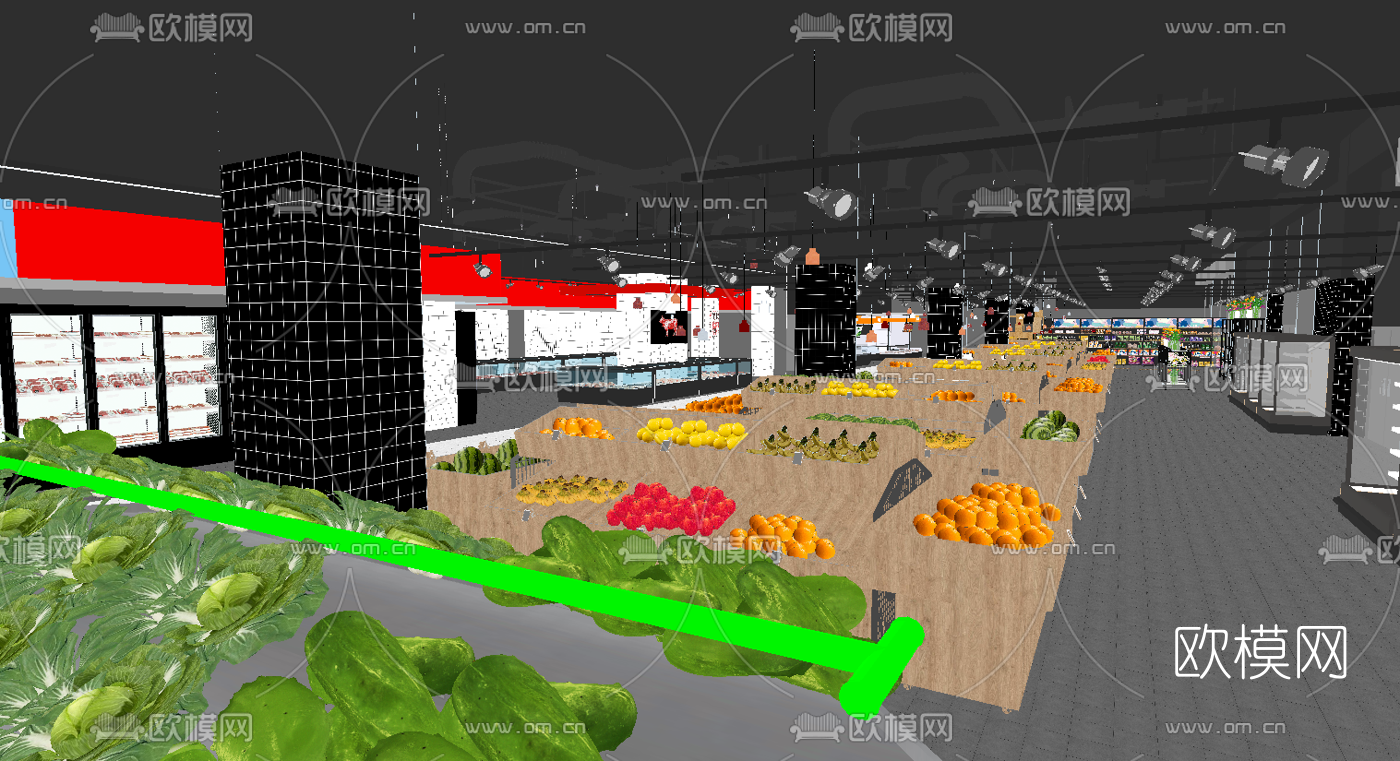 现代生鲜超市su模型下载（渲染图6）