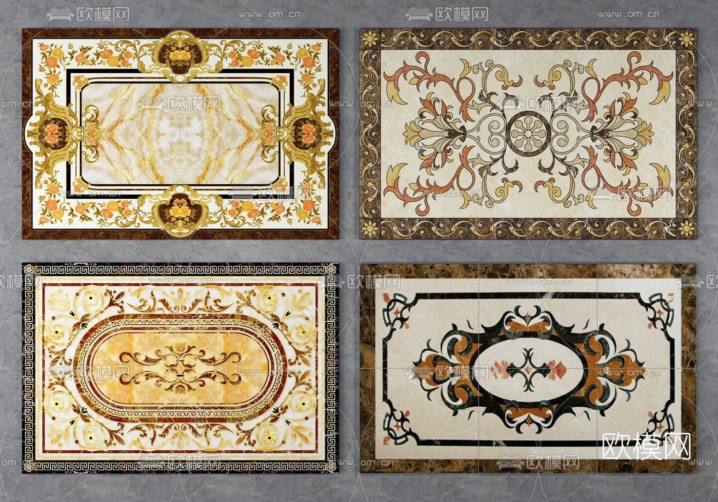 欧式地面瓷砖拼花3d模型下载