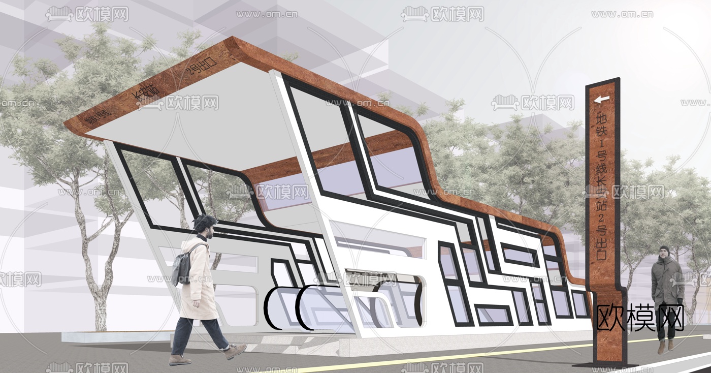 现代地铁站台su模型