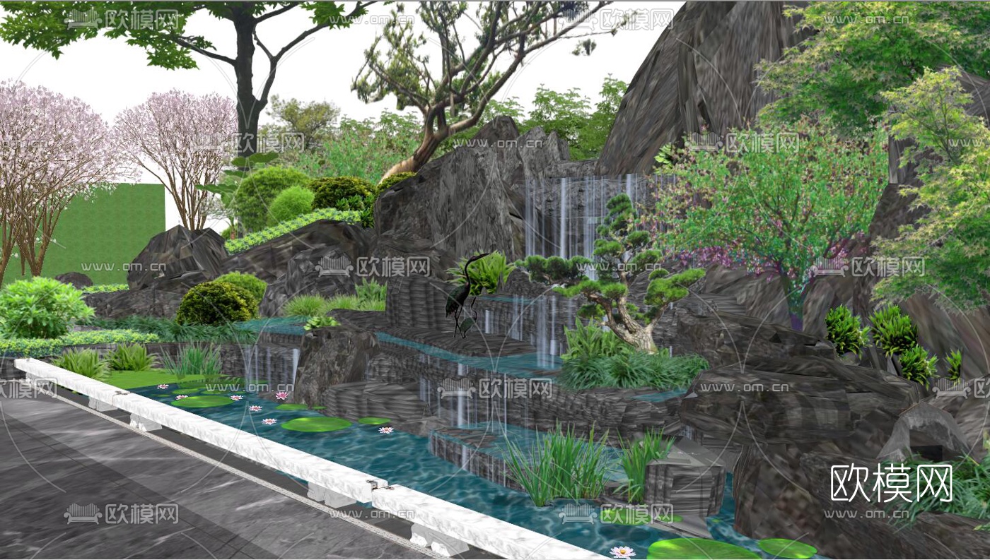 新中式售楼景观皇家蘭台府su模型下载（渲染图10）