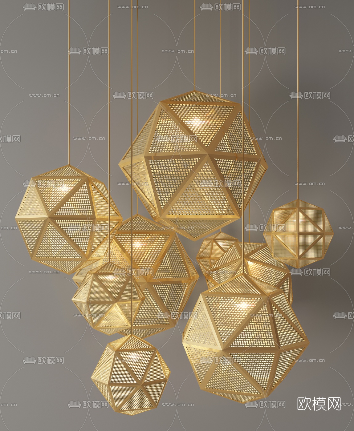 现代简约金属镂空吊灯3d模型