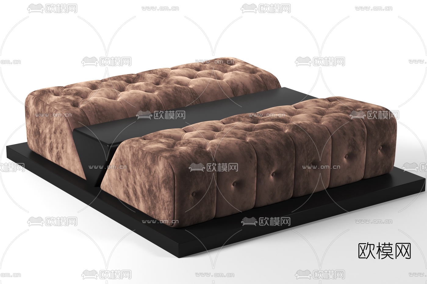 现代软包布艺长凳免费3d模型下载