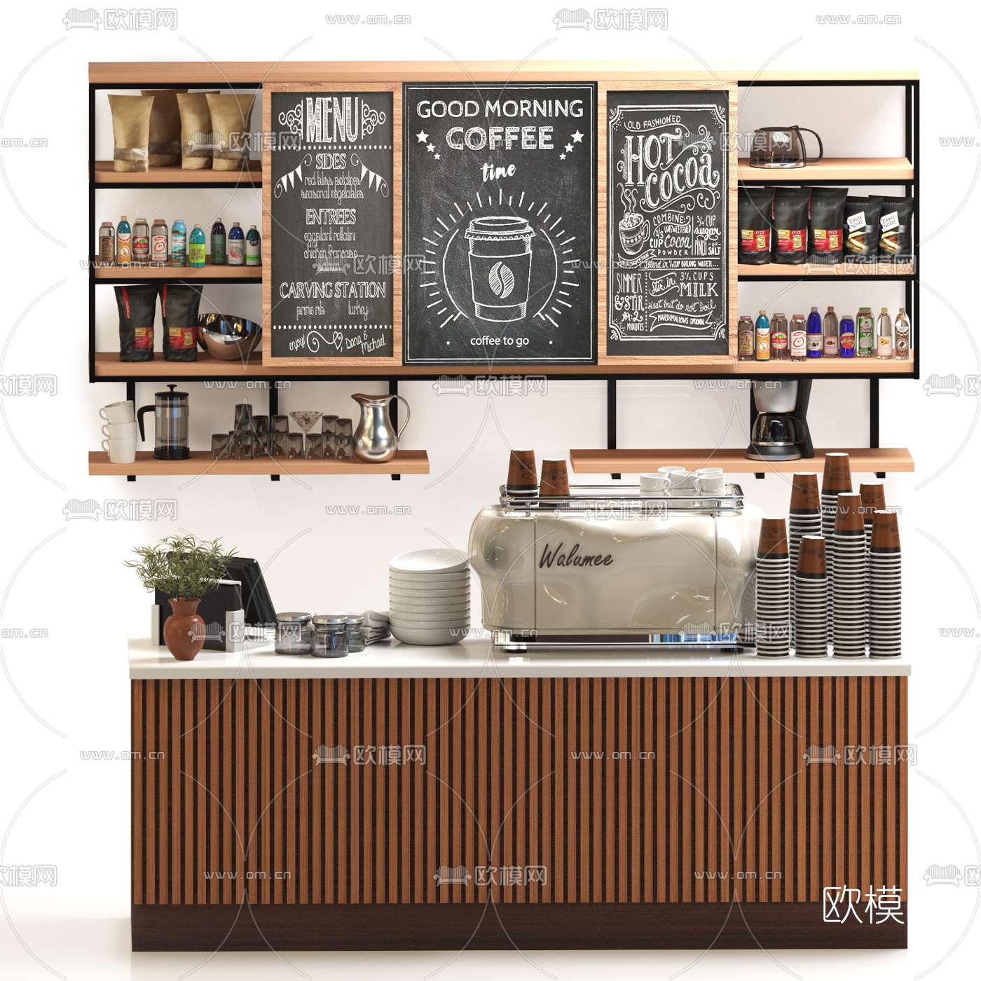 现代咖啡厅操作台3d模型下载