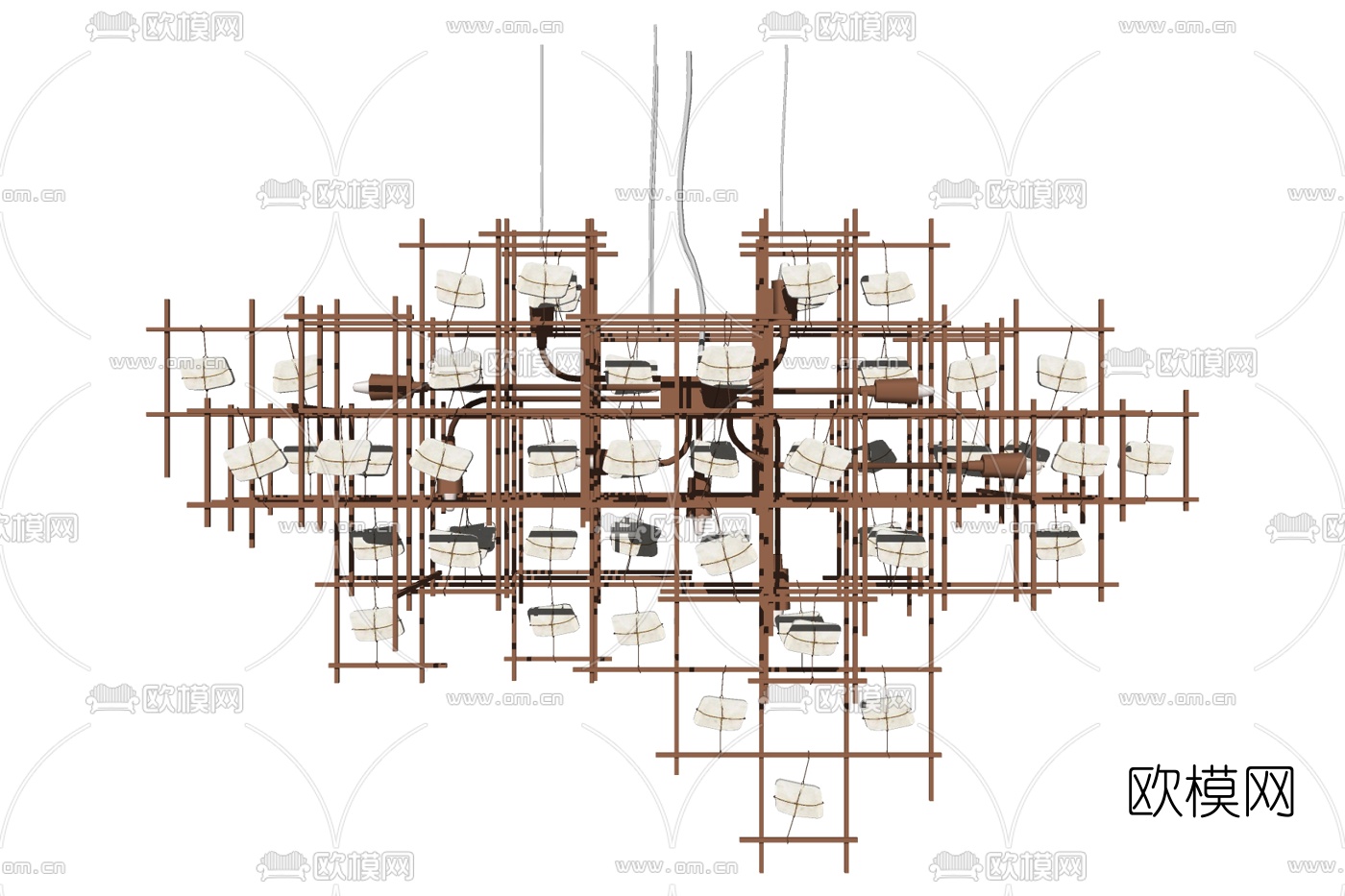 现代金属吊灯免费su模型下载