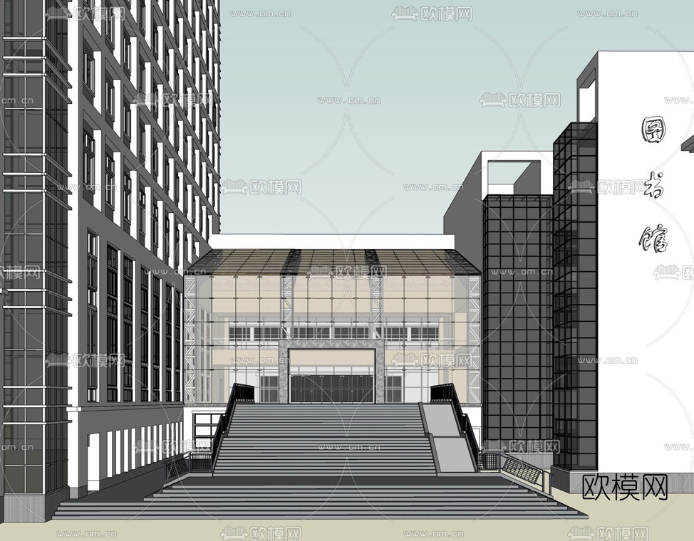 新中式图书馆免费su模型下载_ID10377363_sketchup模型下载-欧模网