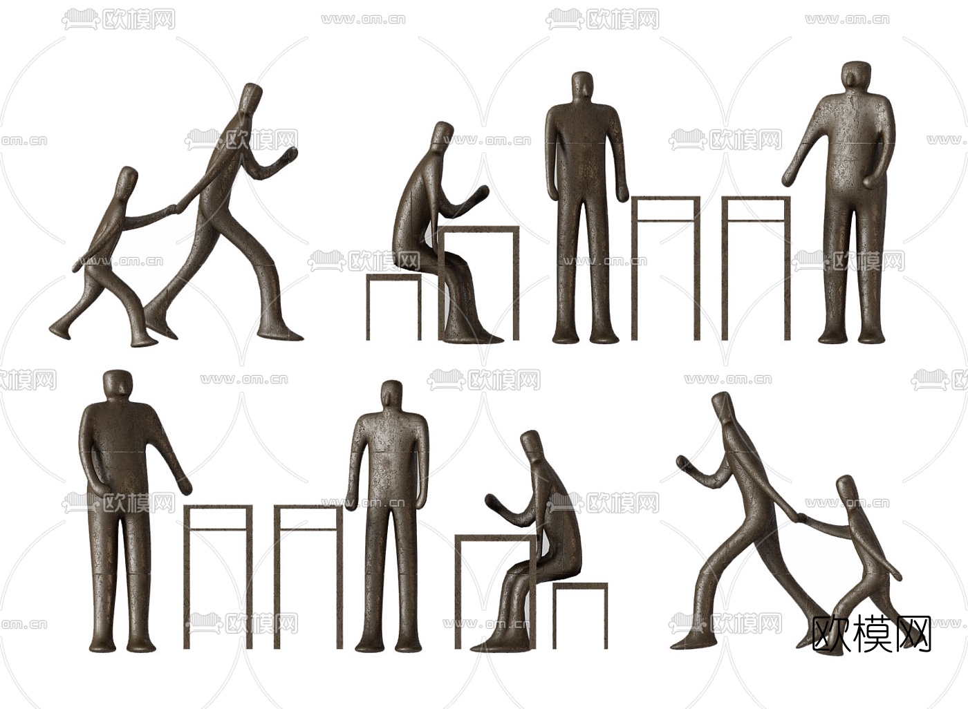 现代人形雕塑3d模型