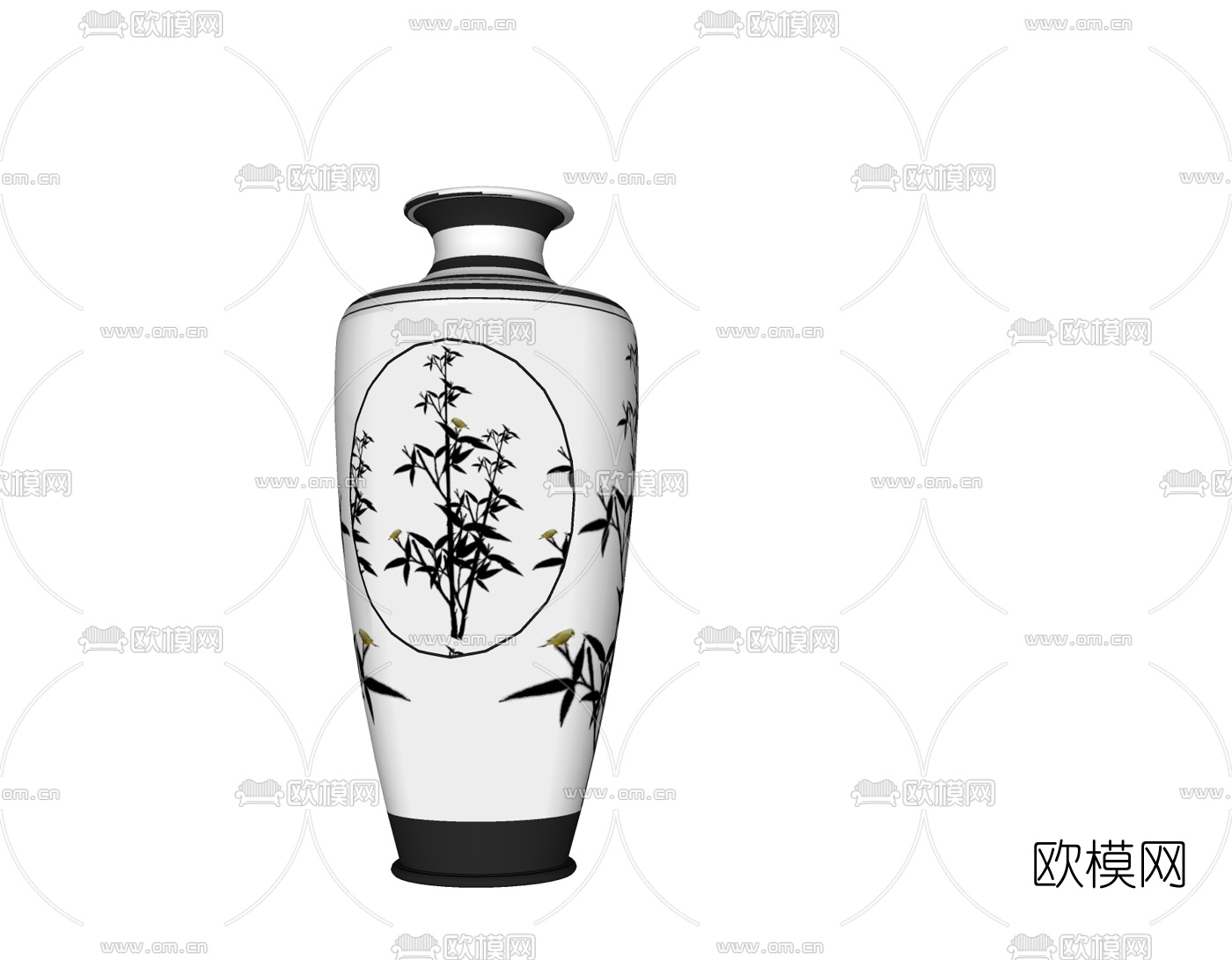 中式竹子陶瓷花瓶免费su模型
