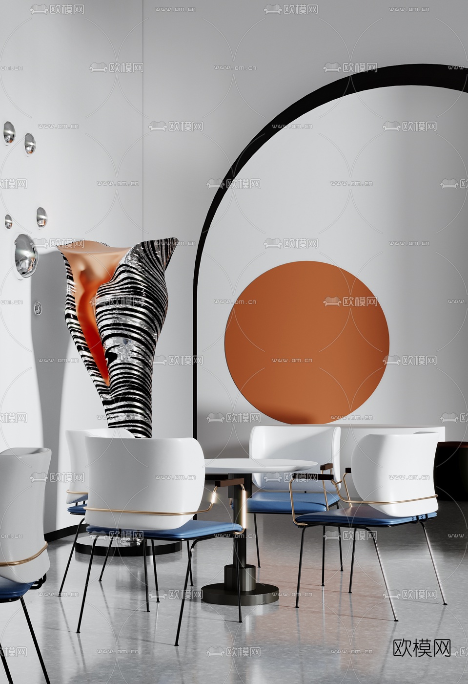 孙文设计 现代休闲桌椅3d模型下载