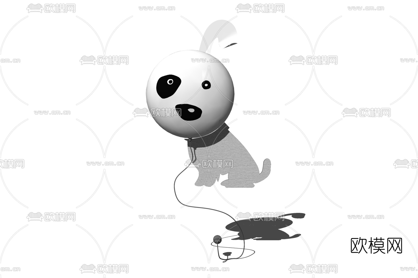 现代卡通兔子儿童壁灯免费su模型下载