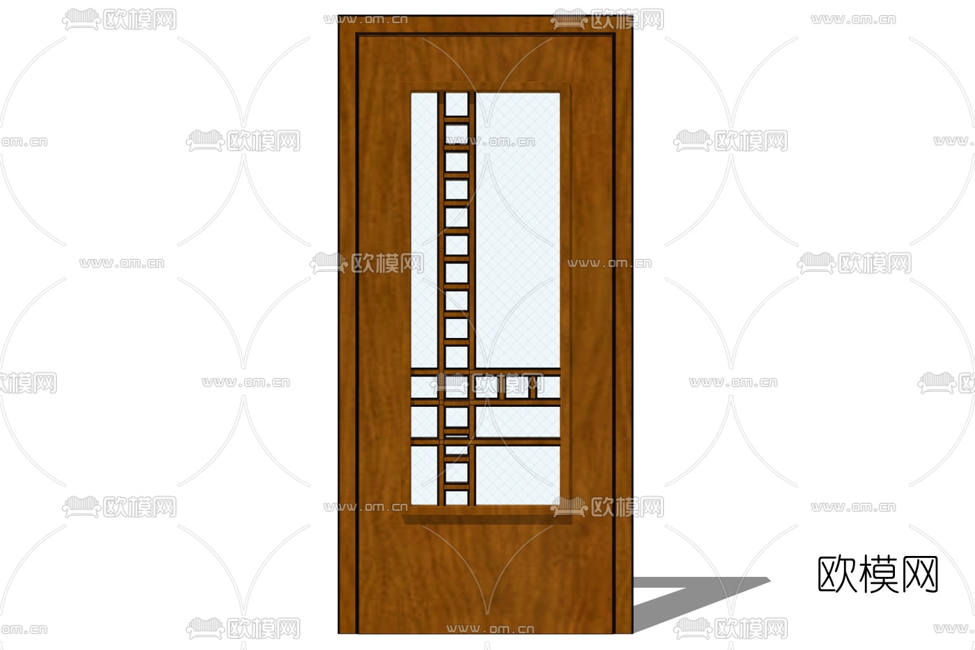 新中式平开门免费su模型下载