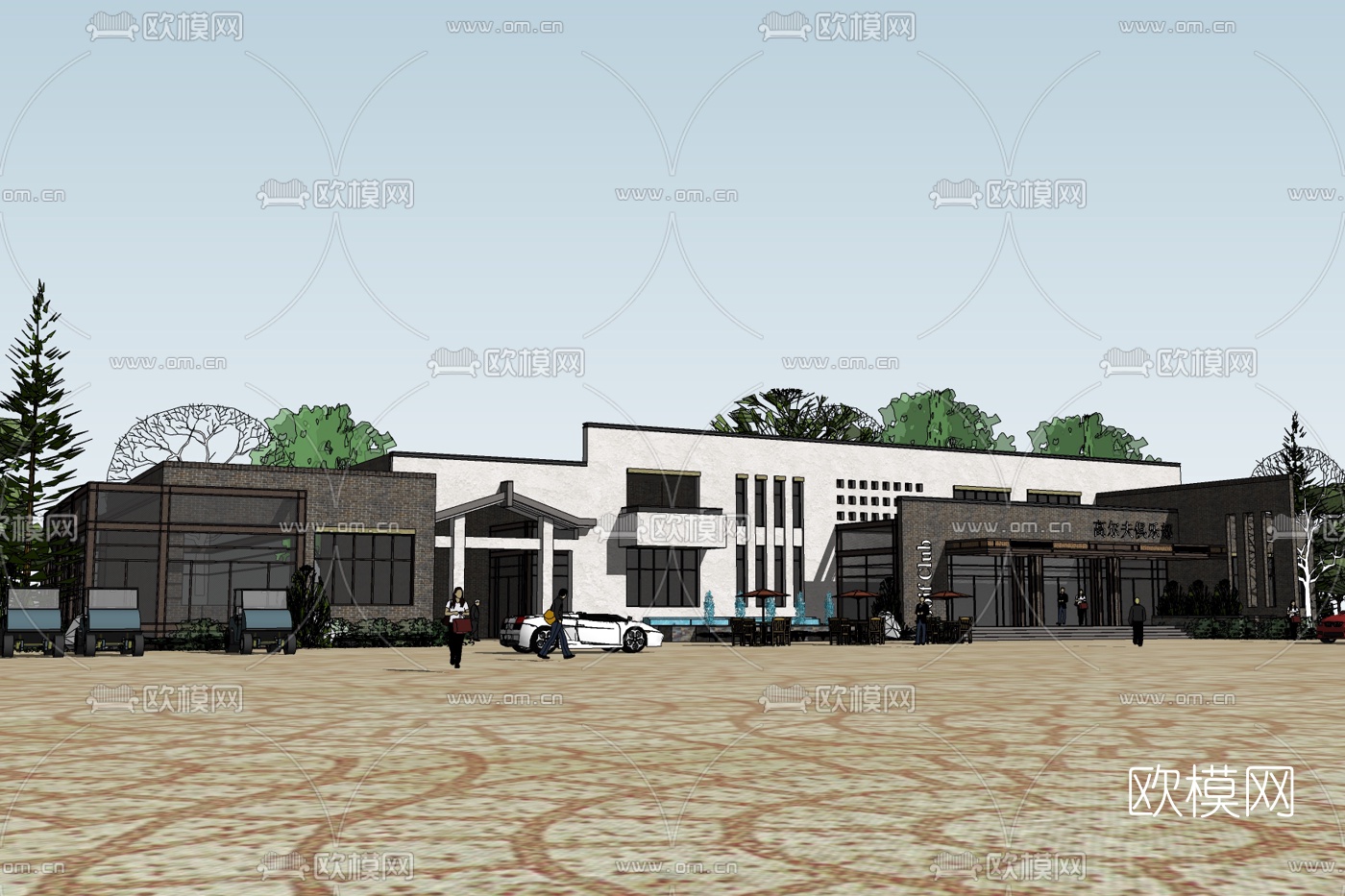 新中式俱乐部免费su模型下载