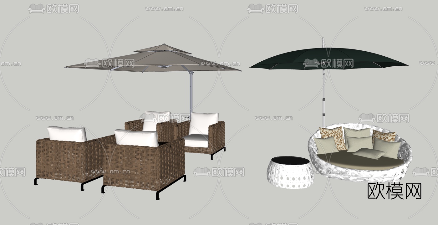 现代户外休闲藤椅su模型下载