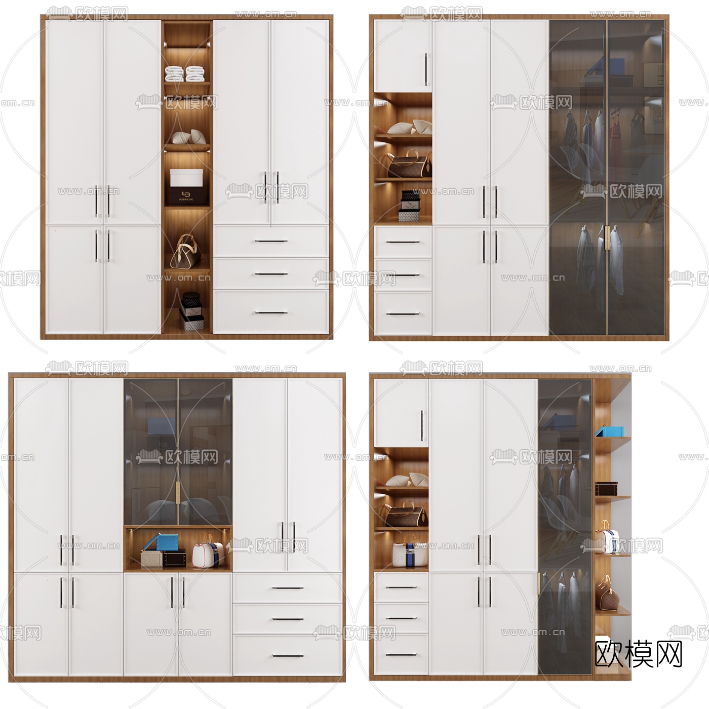 现代实木多功能衣柜3d模型