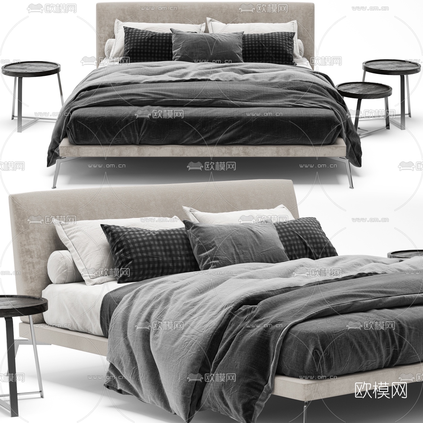 FLEXFORM 简约双人床3d模型下载（渲染图2）