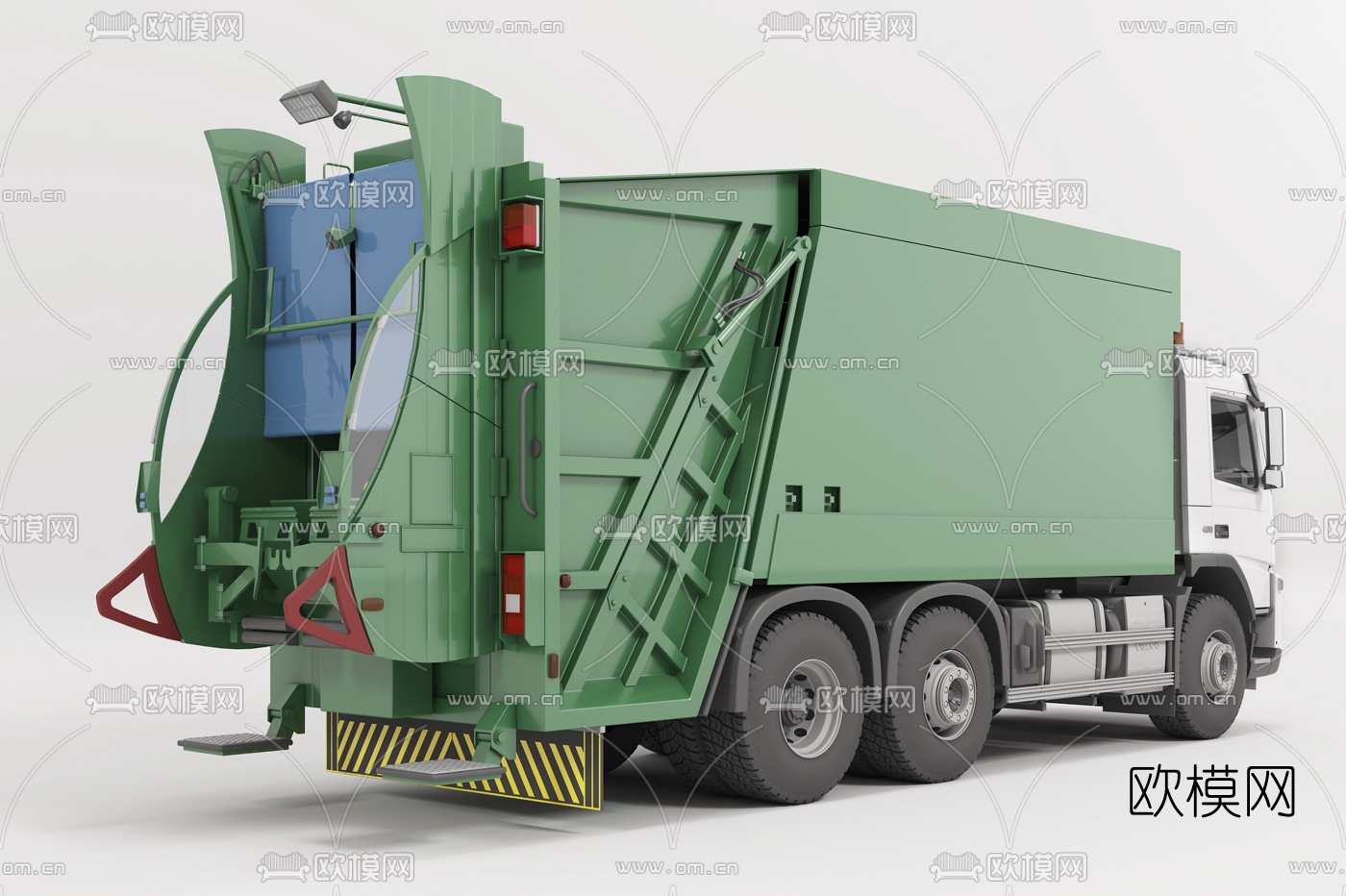 现代垃圾清运车3d模型下载（渲染图2）