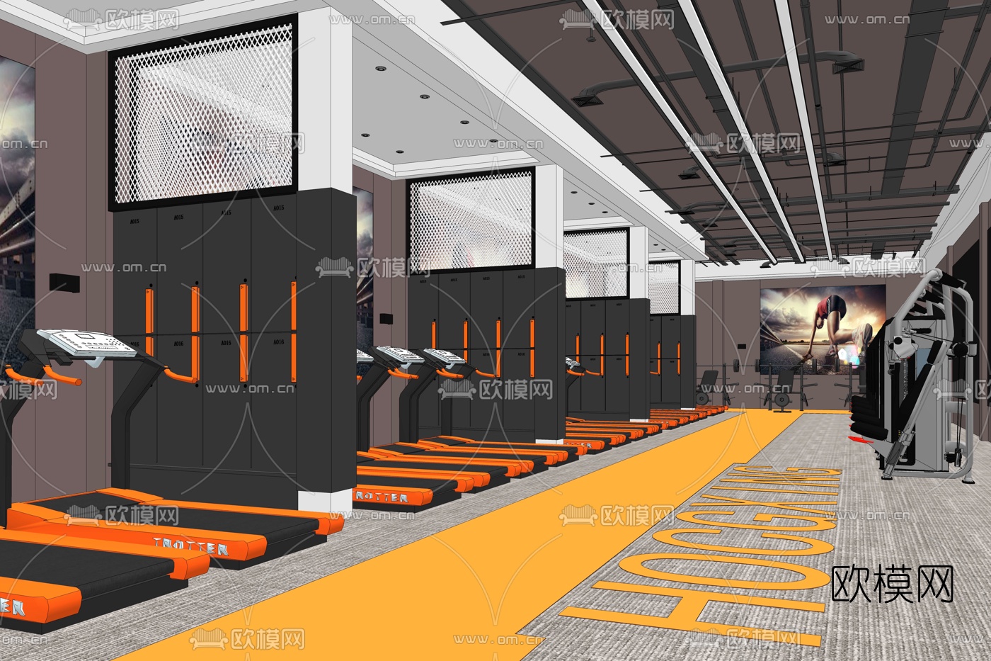 现代健身房su模型下载