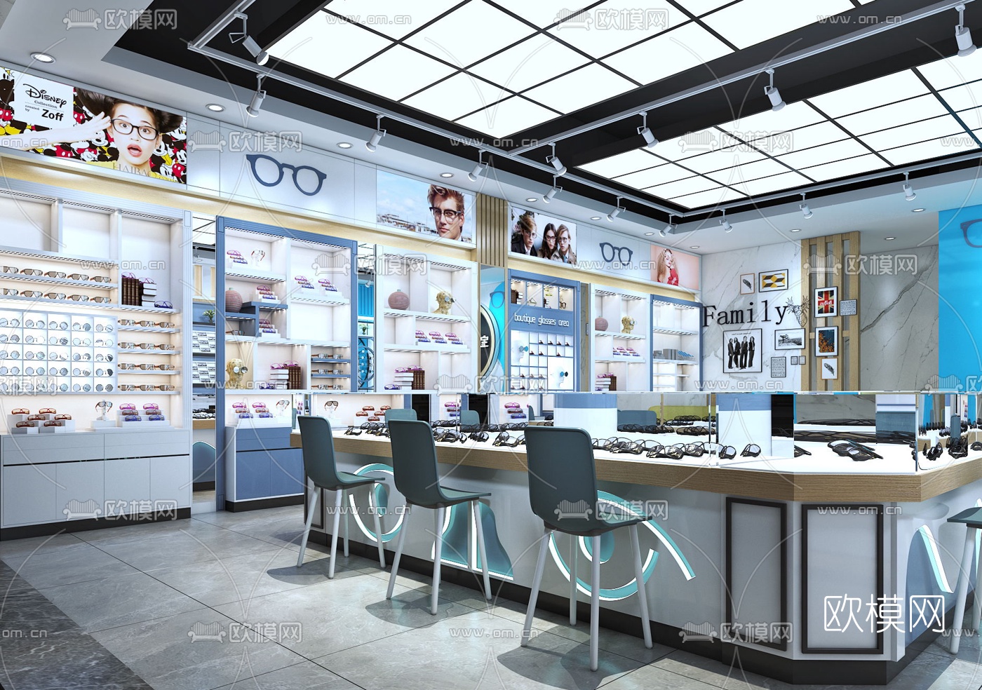 现代时尚眼镜店3d模型