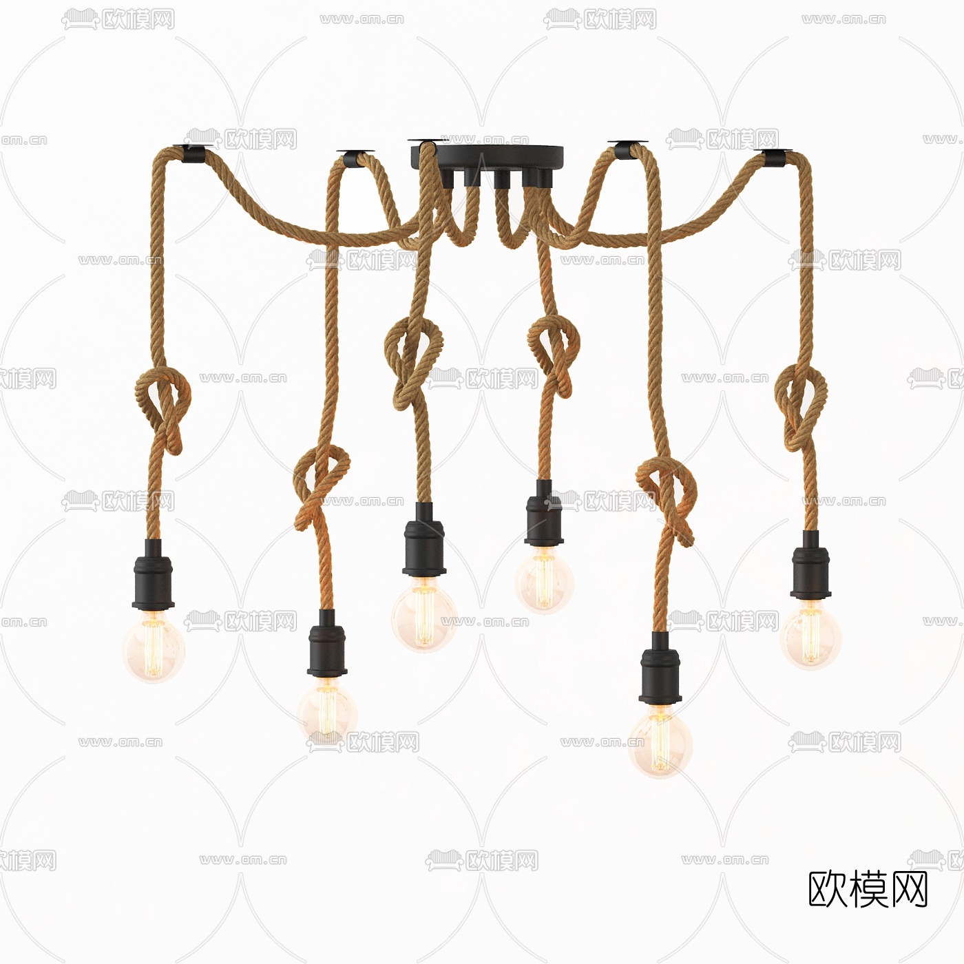 北欧打结麻绳吊灯3d模型
