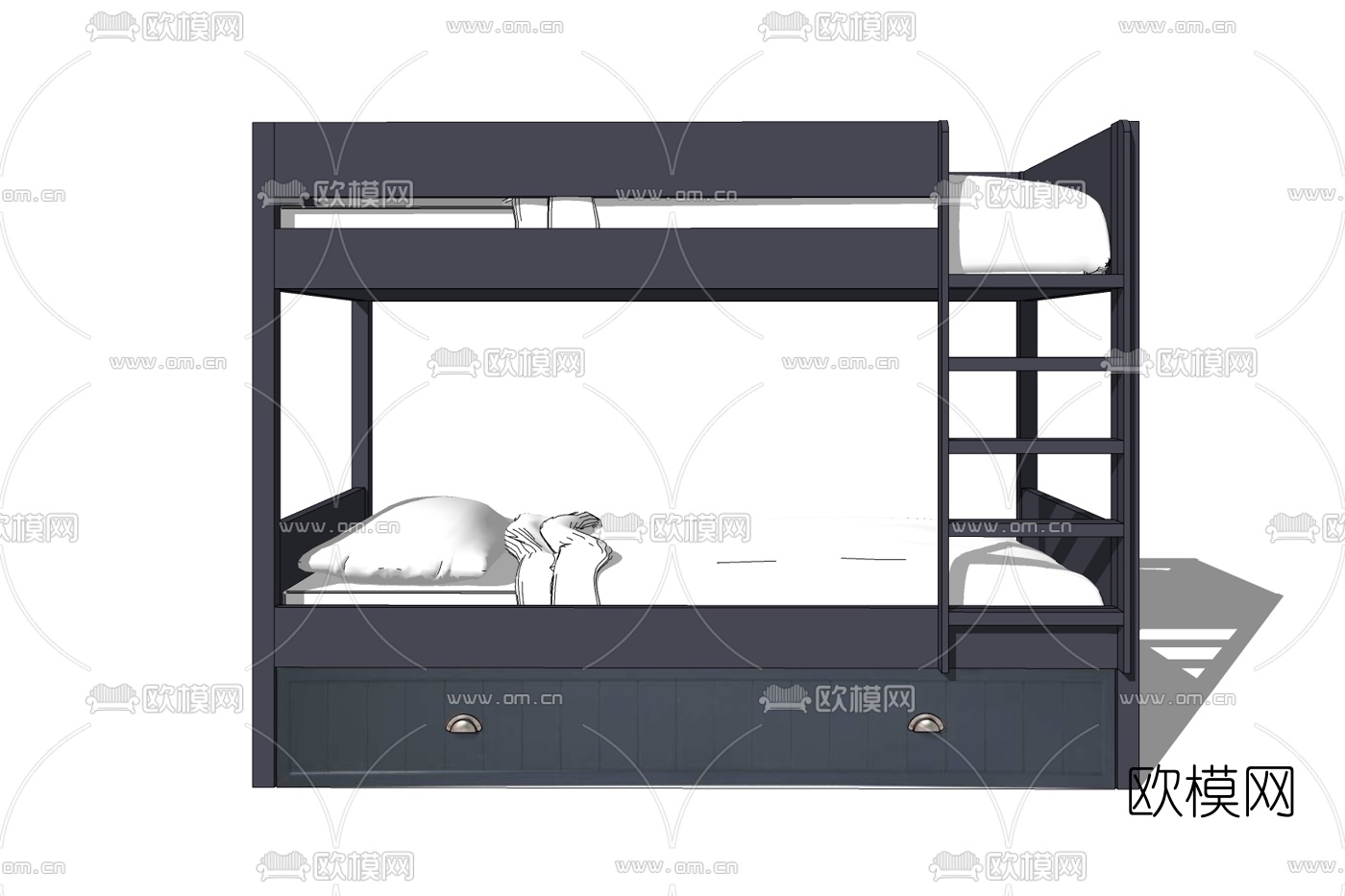 现代实木儿童床免费su模型下载