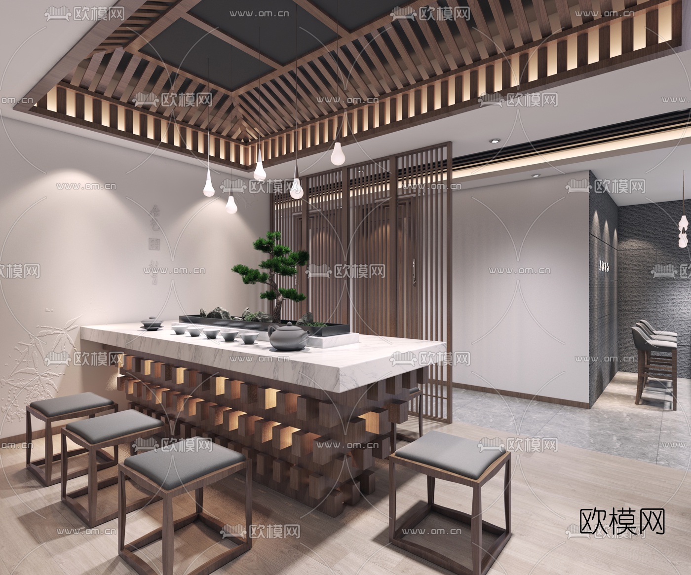 新中式教育机构3d模型