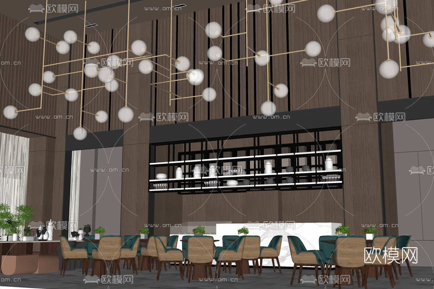 现代奶茶店免费su模型下载