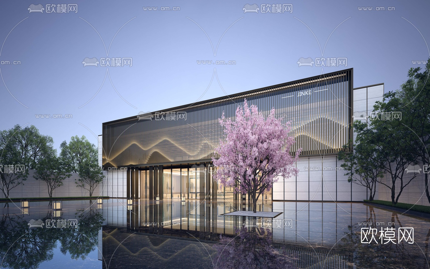 现代售楼部建筑外观3d模型-免费3dmax模型库-欧模网