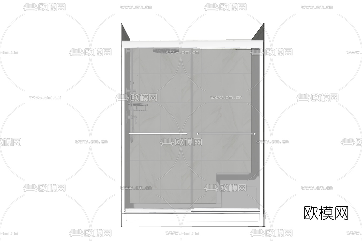现代玻璃淋浴房免费su模型下载