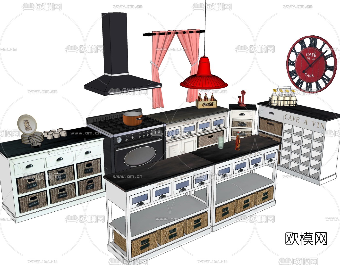 工业风橱柜免费su模型下载