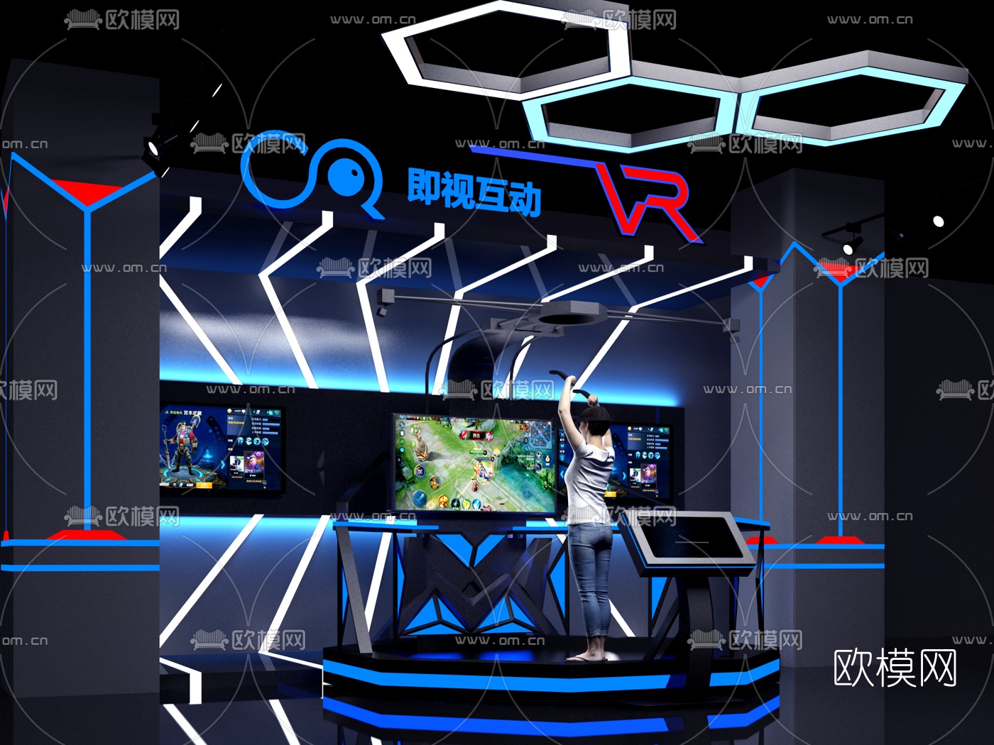 现代电竞网吧即视互动展厅3d模型