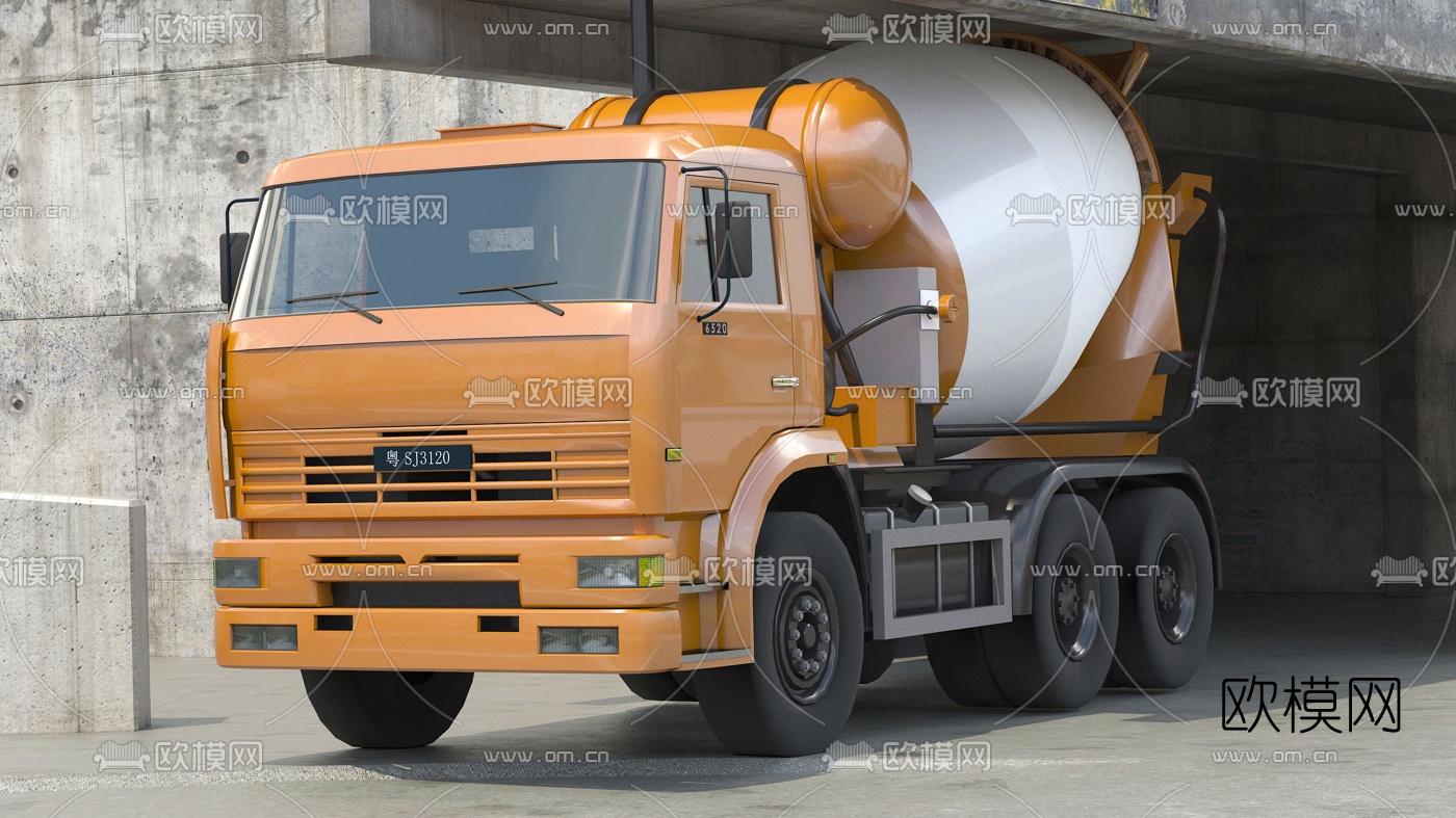 现代水泥罐车3d模型下载