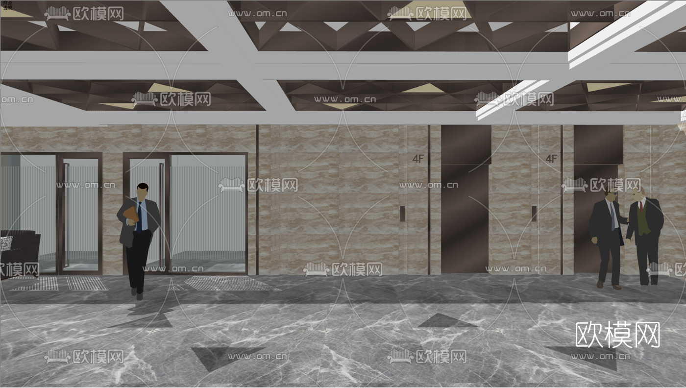 现代大堂前台su模型下载（渲染图4）