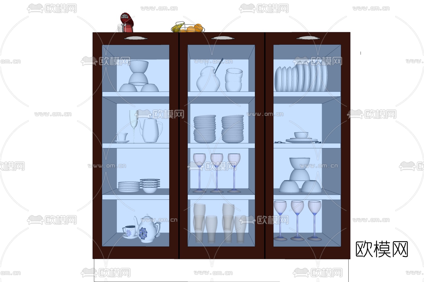 现代碗柜免费su模型下载