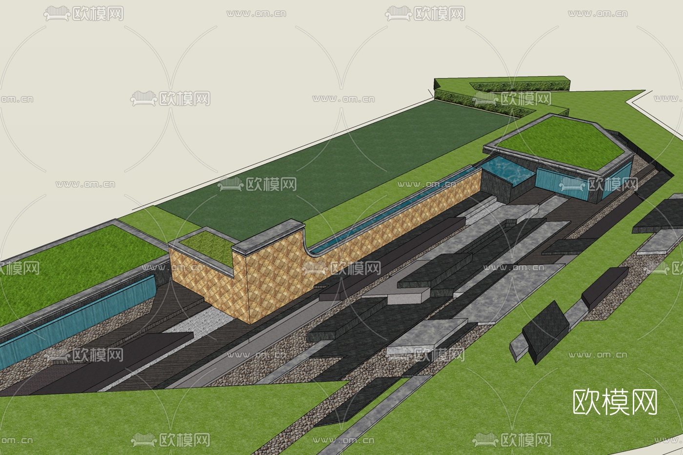 现代园林景观免费su模型下载