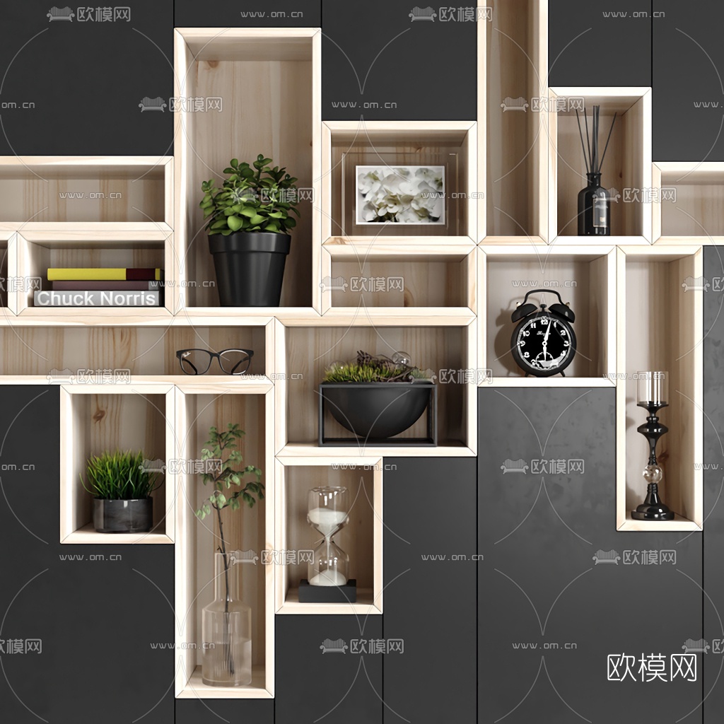 北欧原木装饰柜3d模型下载（渲染图2）