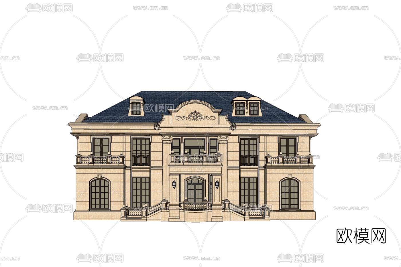 法式独栋别墅免费su模型下载