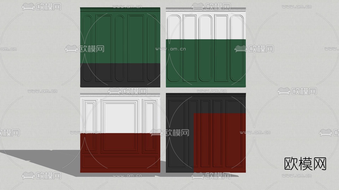 欧式电视沙发背景墙su模型下载（渲染图1）