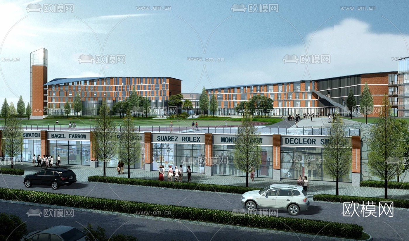 现代学校鸟瞰3d模型下载（渲染图2）