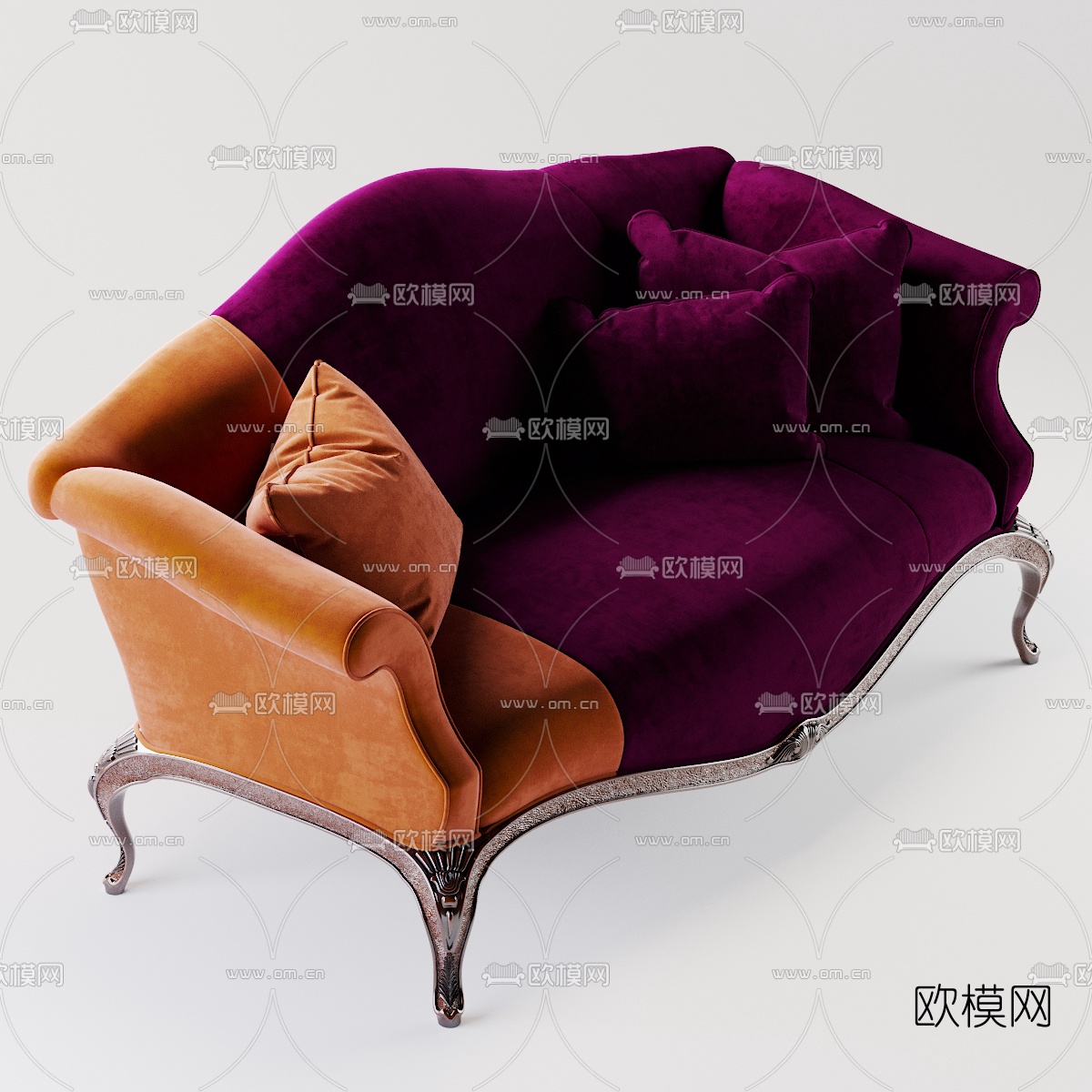 欧式布艺休闲沙发3d模型