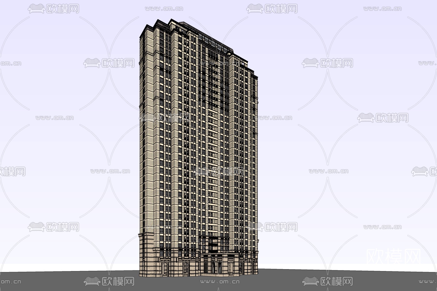 新古典高层公寓楼免费su模型