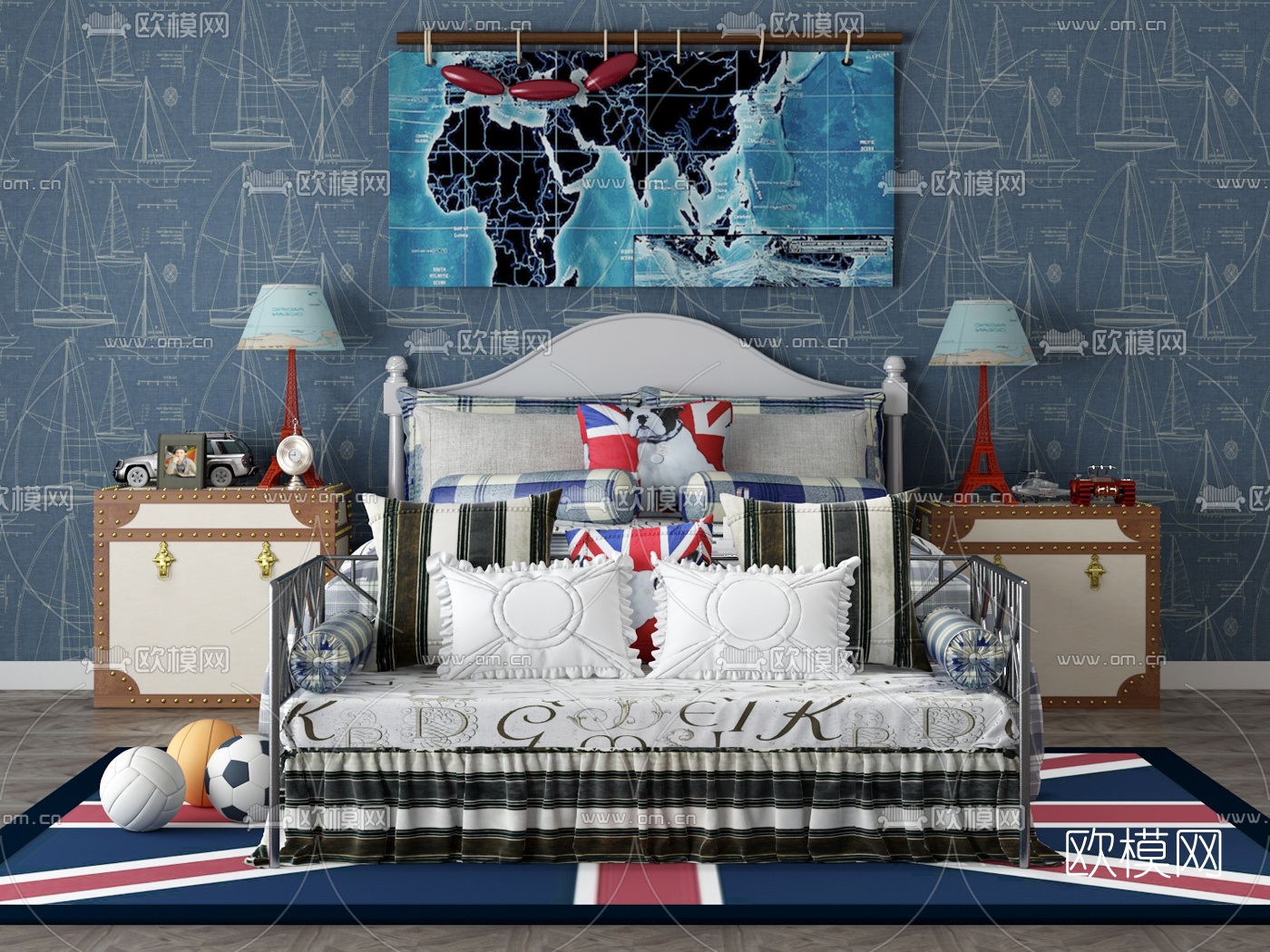 简美小孩床3d模型下载