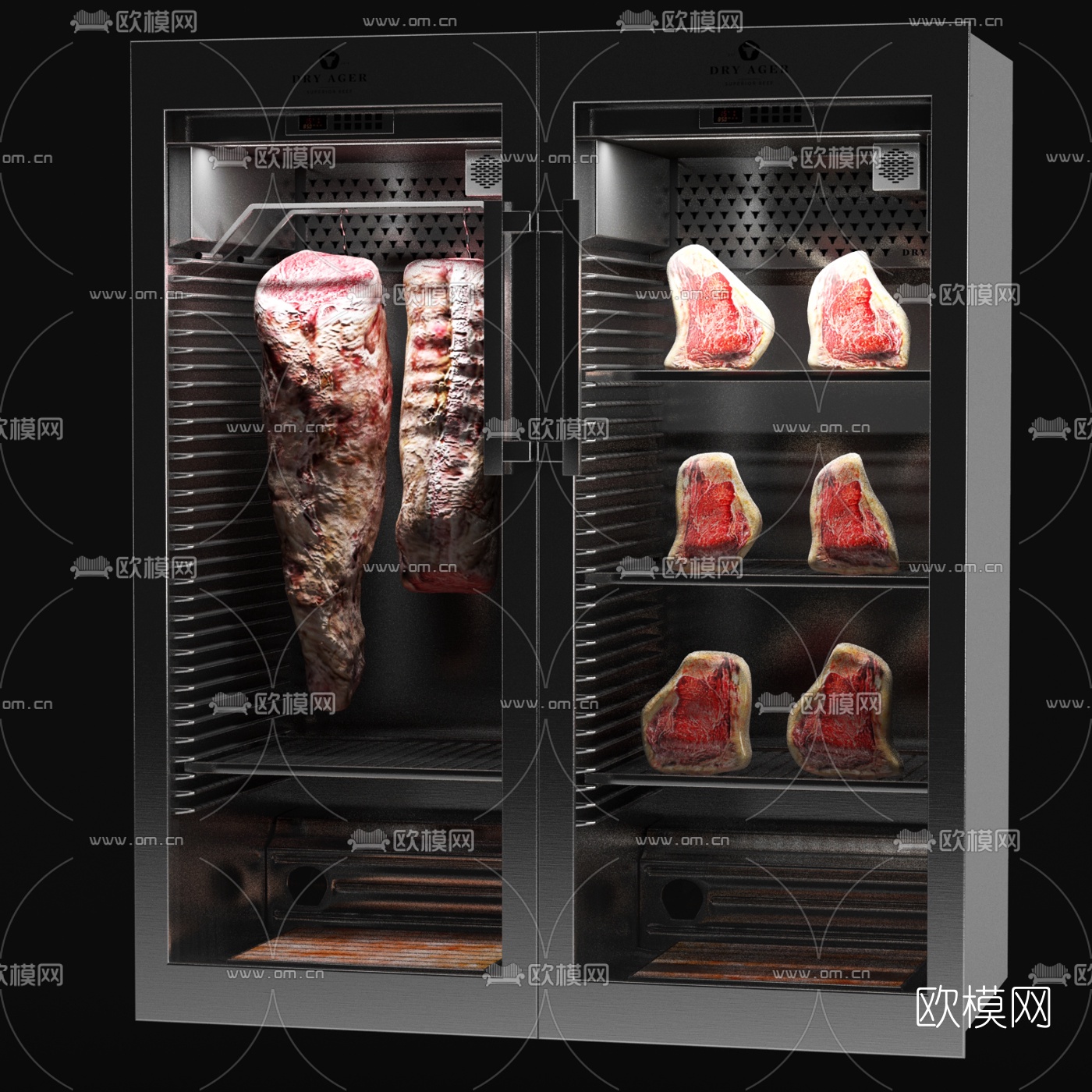 工业风冰柜冷藏猪肉食品3d模型