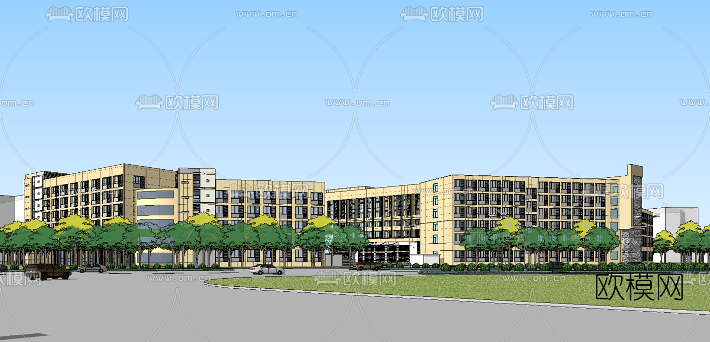 现代医院建筑外观su模型