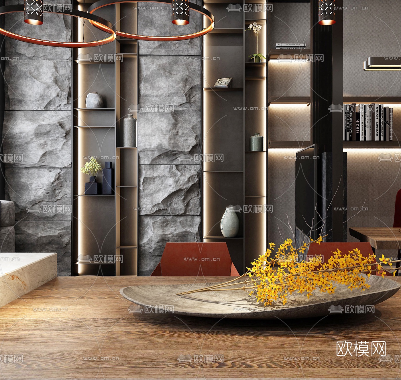 工业风公寓客厅餐厅3d模型