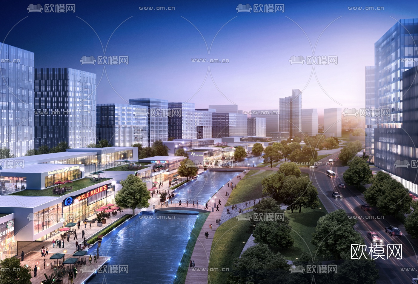 现代商业街3d模型