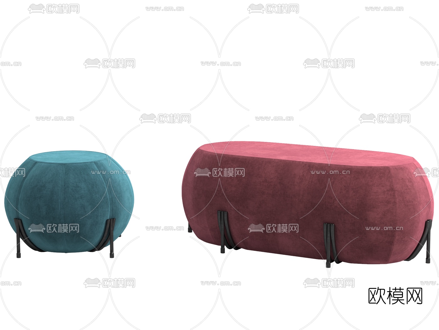 现代布艺沙发凳3d模型下载